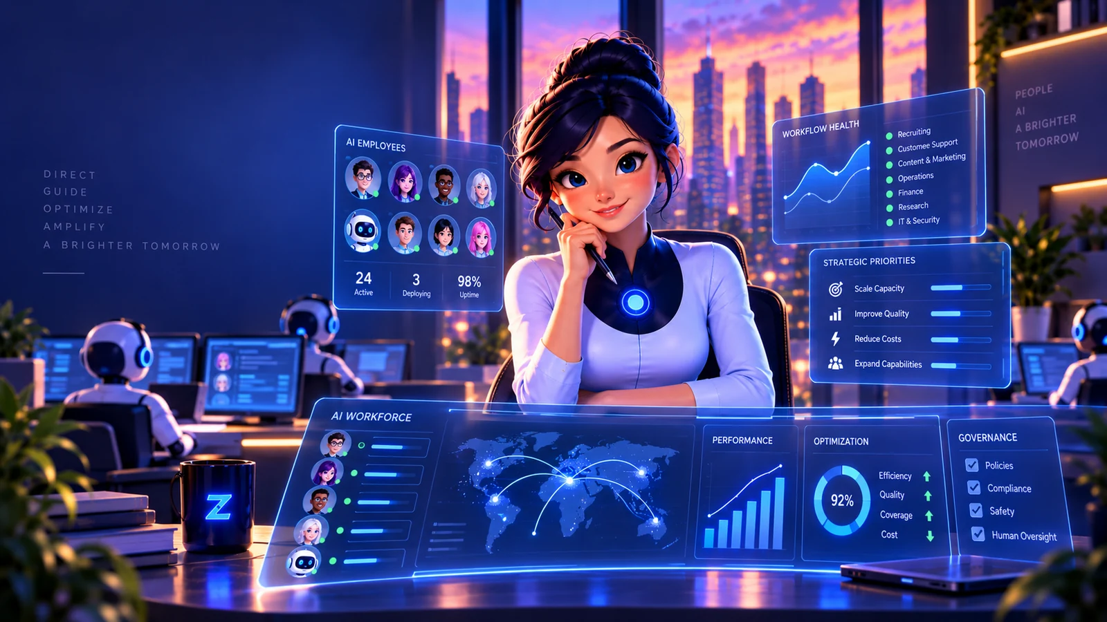 AI Workforce Director overseeing a Zeovoice workforce