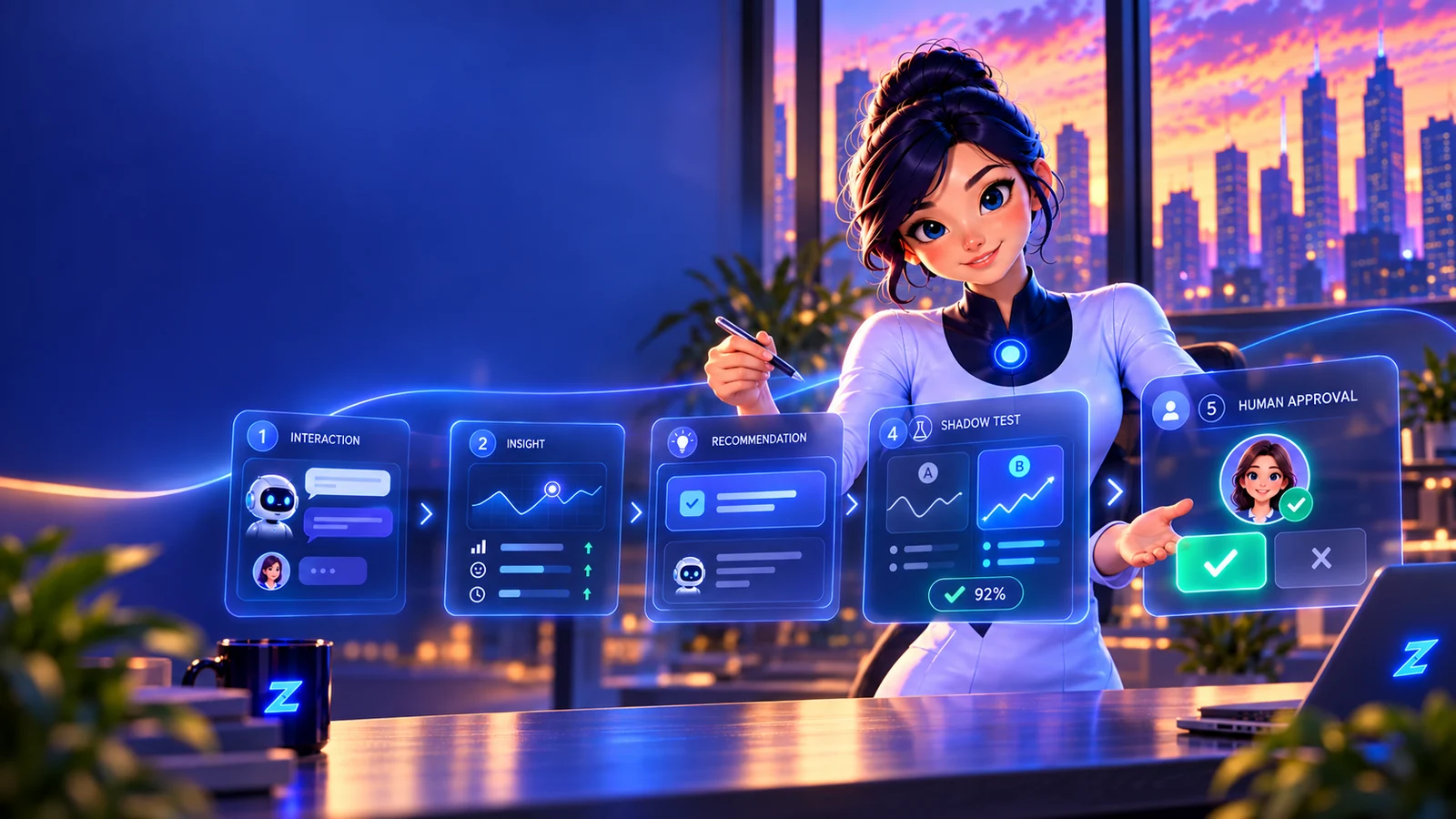 AI Workforce Director testing a recommendation before human approval